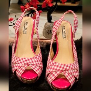 Rare Vintage Penthouse Gingham Slingback Heels, Size 6 - A True Retro Find